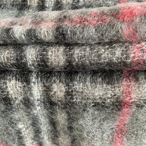 John Hanly Vintage Mohair Wool Blend Grey Check Scarf, Designed in Ireland - Picture 5 of 15